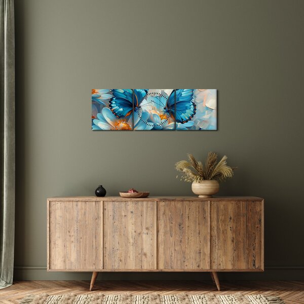 Kép - Kék pillangók (órával) (90x30 cm)