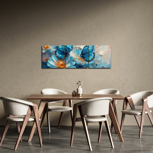 Kép - Kék pillangók (órával) (90x30 cm)