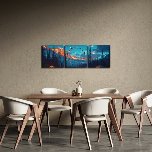 Kép - Kempingezés a hegyekben (órával) (90x30 cm)