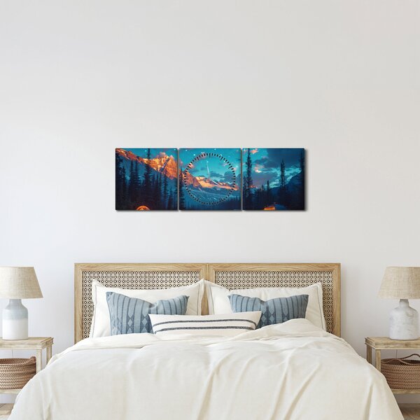 Kép - Kempingezés a hegyekben (órával) (90x30 cm)
