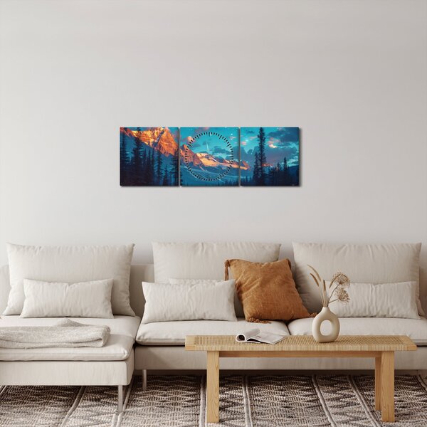 Kép - Kempingezés a hegyekben (órával) (90x30 cm)