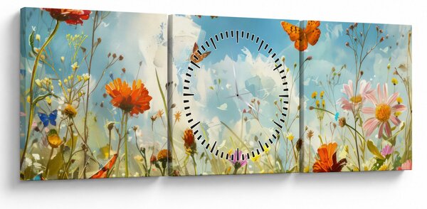 Kép - Pillangók a nyári réten (órával) (90x30 cm)