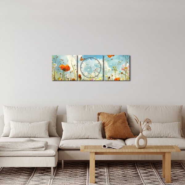 Kép - Pillangók a nyári réten (órával) (90x30 cm)