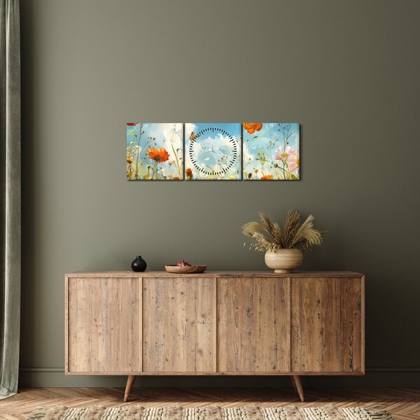 Kép - Pillangók a nyári réten (órával) (90x30 cm)