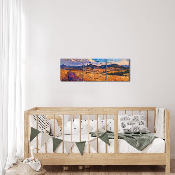 Kép - Olajfestmény tájkép (órával) (90x30 cm)