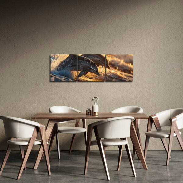 Kép - Delfinek (órával) (90x30 cm)