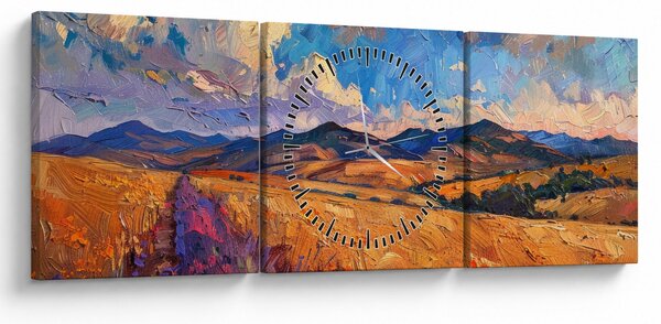 Kép - Olajfestmény tájkép (órával) (90x30 cm)