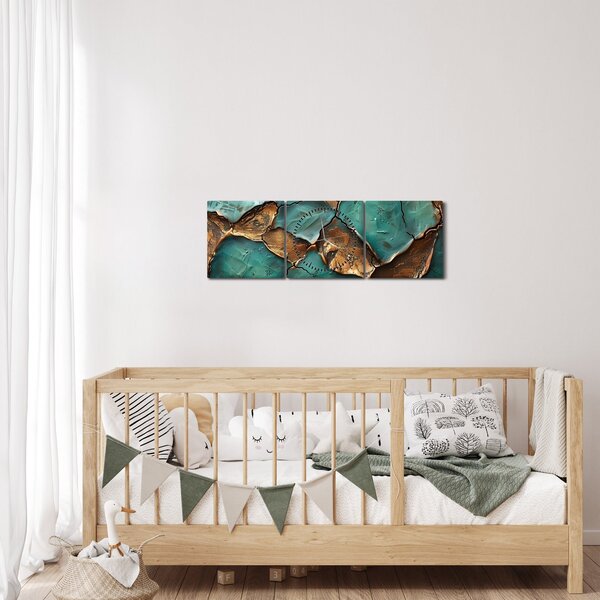 Kép - Zöld-arany festés (órával) (90x30 cm)