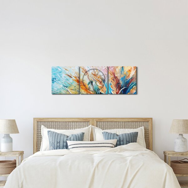Kép - Búza, absztrakció (órával) (90x30 cm)