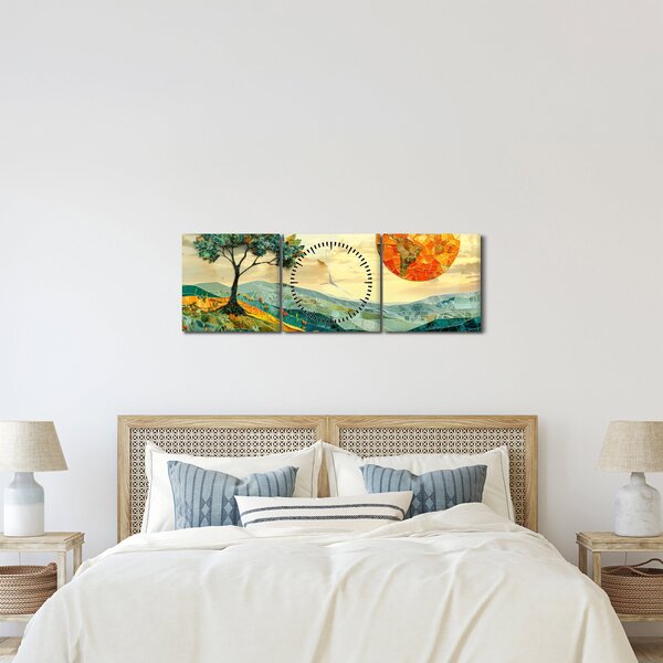 Kép - Tájkép illusztráció (órával) (90x30 cm)