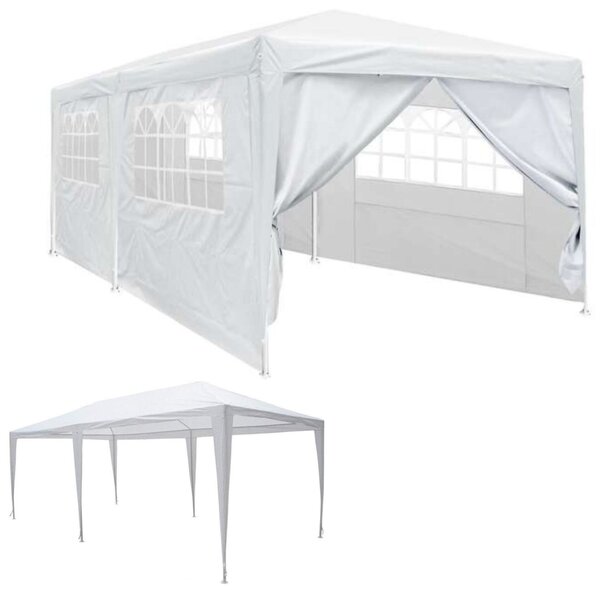Pepita kerti XL Pavilon party sátor 6 levehető oldalfallal 3x6m - fehér