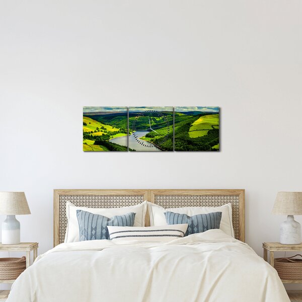 Kép - Zöld táj (órával) (90x30 cm)