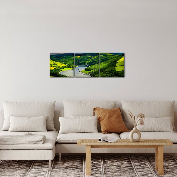 Kép - Zöld táj (órával) (90x30 cm)