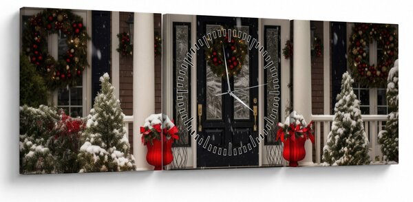Kép - Karácsonyi díszítésű ház (órával) (90x30 cm)