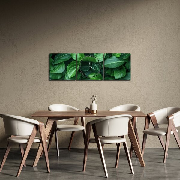Kép - Zöld levelek (órával) (90x30 cm)