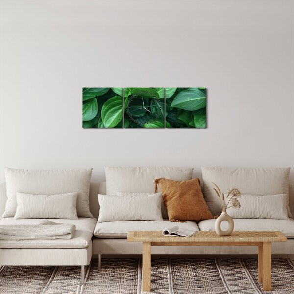 Kép - Zöld levelek (órával) (90x30 cm)