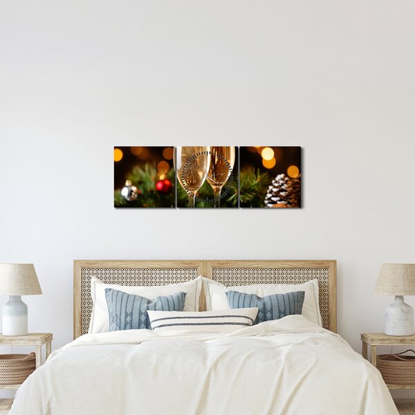 Kép - Egy pohár pezsgő (órával) (90x30 cm)