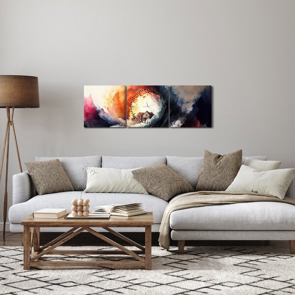 Kép - Az árvíz örvényében, akvarell (órával) (90x30 cm)