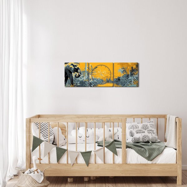 Kép - Elefánt a természetben (órával) (90x30 cm)
