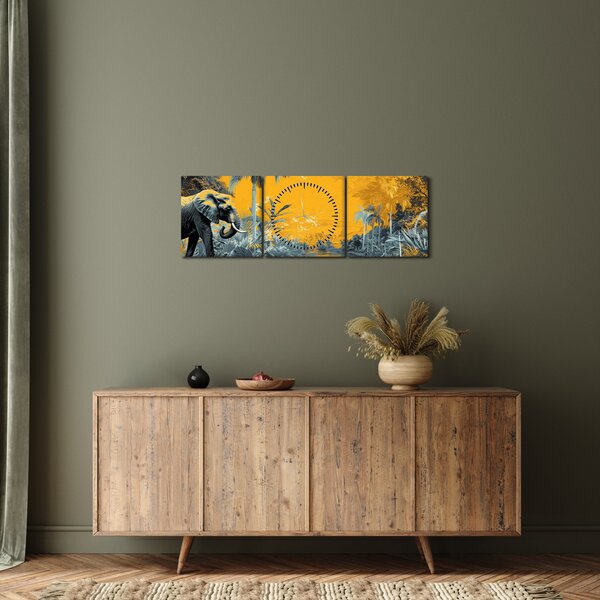 Kép - Elefánt a természetben (órával) (90x30 cm)