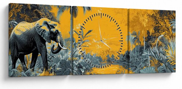 Kép - Elefánt a természetben (órával) (90x30 cm)