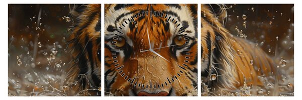 Kép - Portré egy tigris a vízben (órával) (90x30 cm)