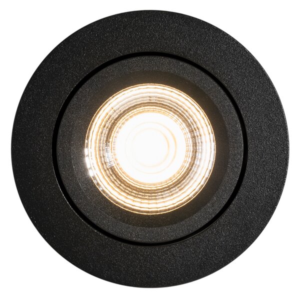 6 darabos süllyesztett spotlámpa készlet fekete dönthető 8,2 cm LED-del Dim to Warm IP54 Ultra Slim - Pupil