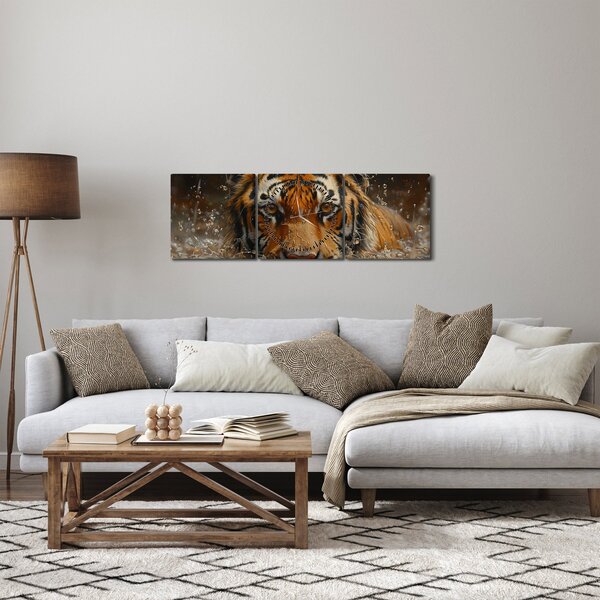 Kép - Portré egy tigris a vízben (órával) (90x30 cm)