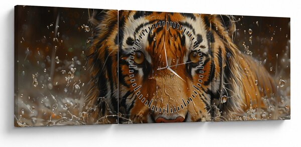 Kép - Portré egy tigris a vízben (órával) (90x30 cm)