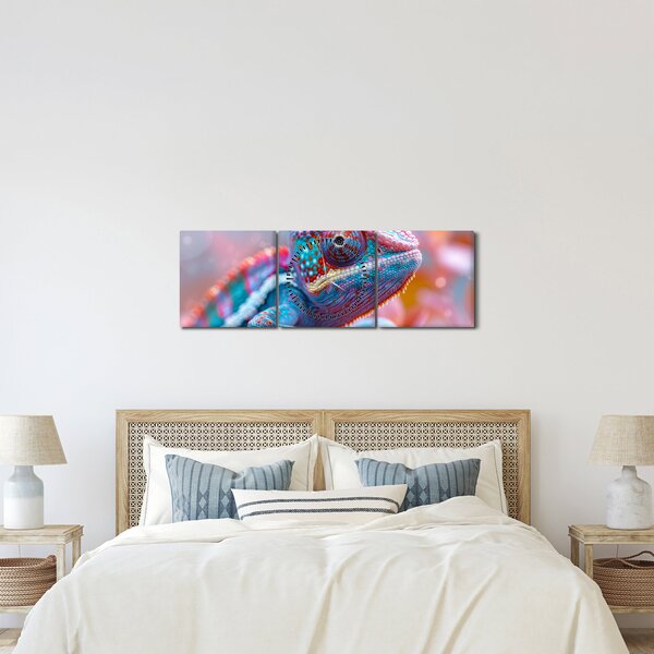 Kép - Színes kaméleon (órával) (90x30 cm)