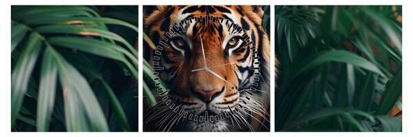 Kép - Egy tigris portréja a dzsungelben (órával) (90x30 cm)