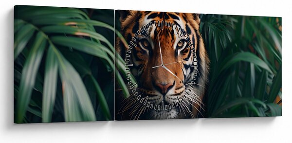 Kép - Egy tigris portréja a dzsungelben (órával) (90x30 cm)