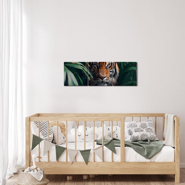 Kép - Egy tigris portréja a dzsungelben (órával) (90x30 cm)