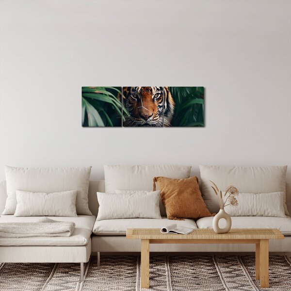 Kép - Egy tigris portréja a dzsungelben (órával) (90x30 cm)