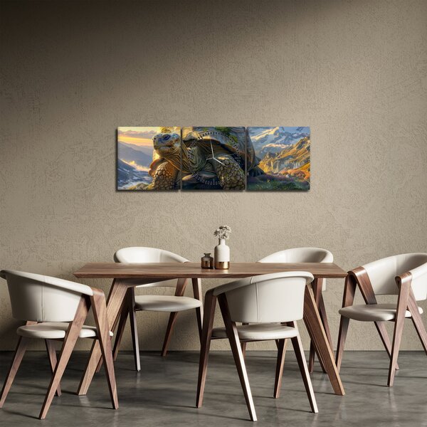 Kép - Teknős és hegyvidéki táj (órával) (90x30 cm)