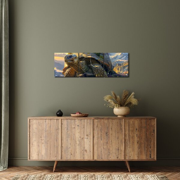Kép - Teknős és hegyvidéki táj (órával) (90x30 cm)