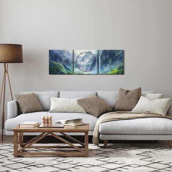 Kép - Vízesések völgye (órával) (90x30 cm)
