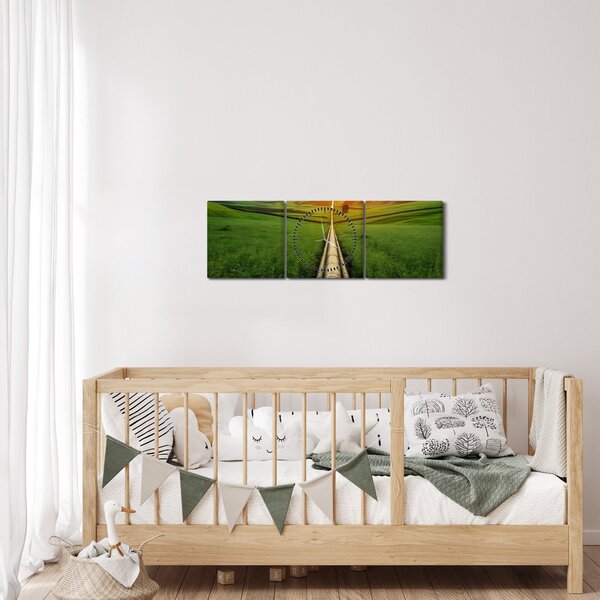 Kép - Napfelkelte a völgy felett (órával) (90x30 cm)