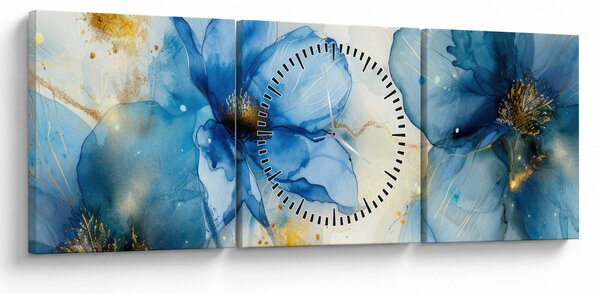 Kép - Virágos, tusfestmény (órával) (90x30 cm)