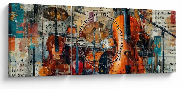 Kép - Hangszerek (órával) (90x30 cm)
