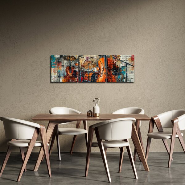 Kép - Hangszerek (órával) (90x30 cm)