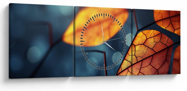 Kép - A levelek textúrája (órával) (90x30 cm)