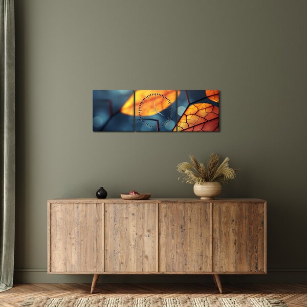 Kép - A levelek textúrája (órával) (90x30 cm)