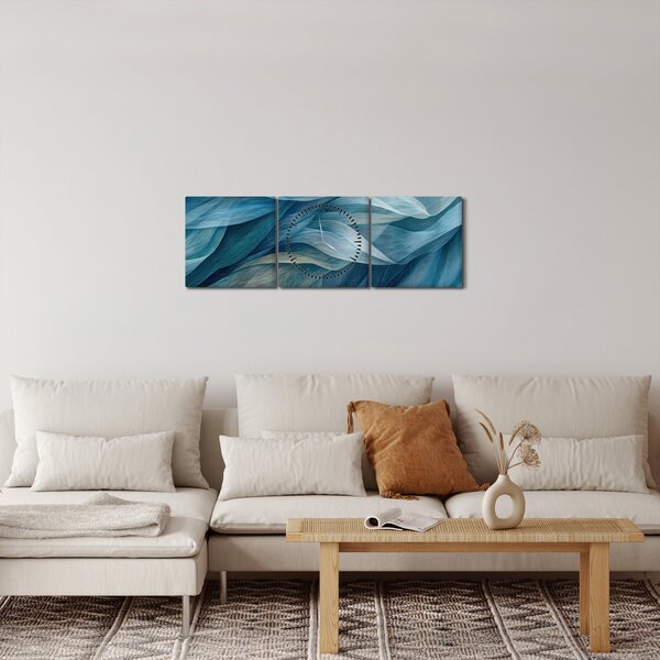 Kép - Kék és fehér fodrok (órával) (90x30 cm)