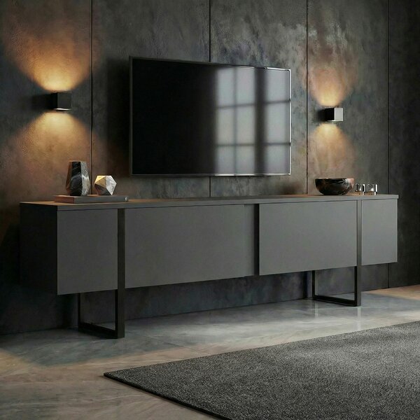 Hanah Home TV Stand Anthracite Black Onera - Anthracite, Black