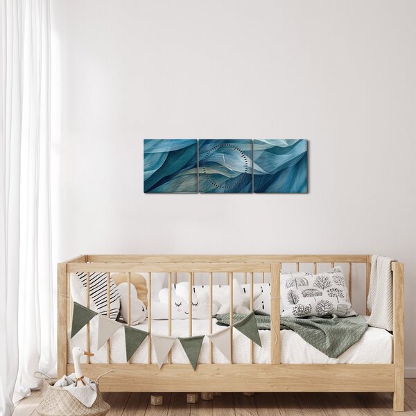Kép - Kék és fehér fodrok (órával) (90x30 cm)