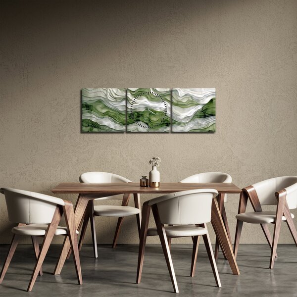Kép - Zöld és fehér fodrok (órával) (90x30 cm)