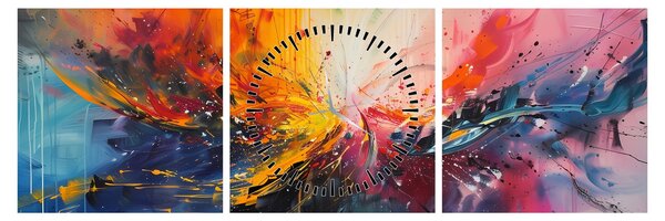 Kép - Színes absztrakció (órával) (90x30 cm)