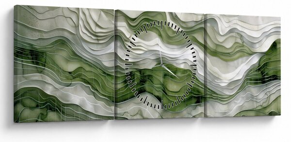 Kép - Zöld és fehér fodrok (órával) (90x30 cm)