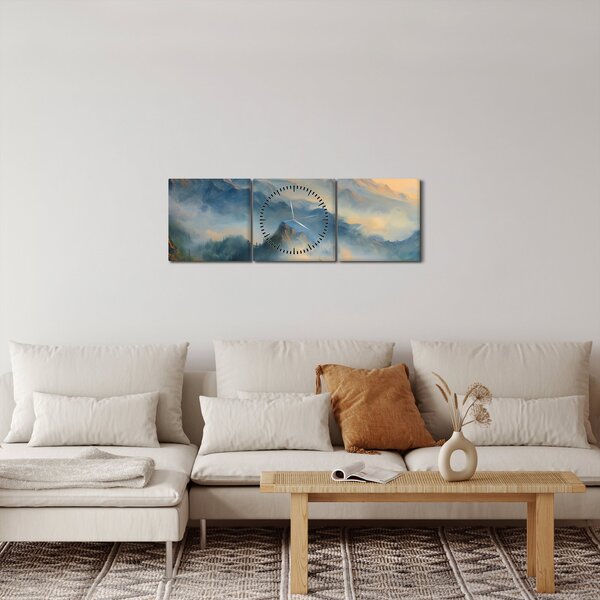Kép - Festett hegyi táj (órával) (90x30 cm)